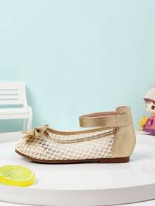 Sweet Casual Girls' Bowknot Flat Shoes, Spring/Summer - Gold - View 6