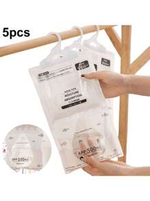 5pcs Wardrobe Dehumidifier Bag - Household Hanging Drying Bag, Suitable For Family Travel, Bedroom, Clothing, Dehumidifier Bag, Moisture-Proof Bag, Water-Absorbing Bag