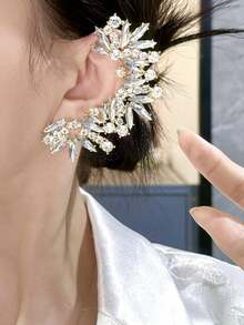 1 件时尚欧美风格水晶耳夹，奢华非穿孔水钻耳夹，百搭耳环配件 - 彩色 - 查看 13