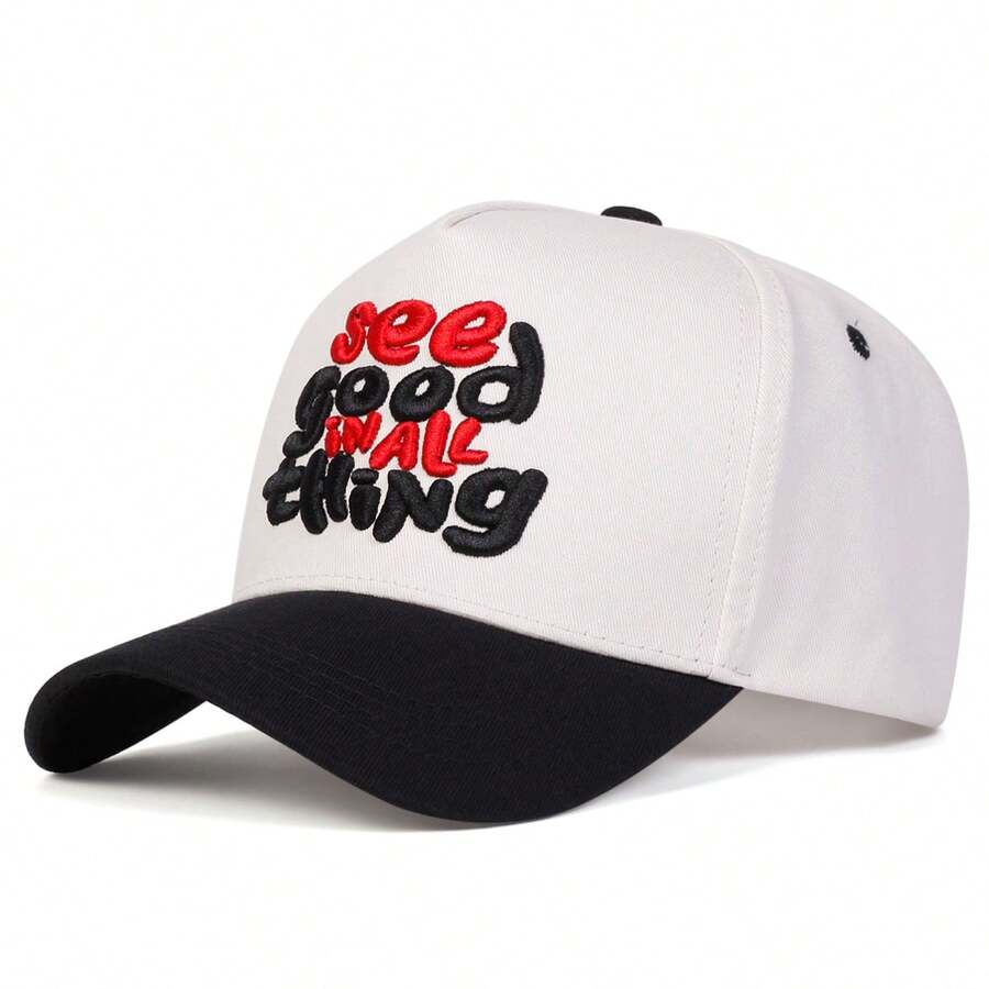 Mũ lưỡi trai nam "See Good In All Think" dành cho tài xế xe tải, mũ bóng chày thêu chữ cá nhân hóa, mũ 5 múi thời trang đường phố, mũ chống nắng ngoài trời, thích hợp cho mùa xuân, mùa thu, du lịch và đi biển. - Gạo đen - Xem 1