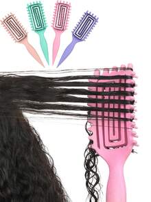 通风卷发梳，适用于卷发、波浪发和卷曲发 - 气流空心设计，可快速干燥并增强卷发，防毛躁顺发梳，干湿两用，轻巧无拉力梳，适合儿童、青少年和小女孩，非常适合旅行、居家、沙龙 - 彩色 - 查看 7