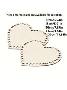 2pcs/Set Natural DIY Heart-Shaped Woven Wooden Basket, Crochet Crafting Background Wooden Base
