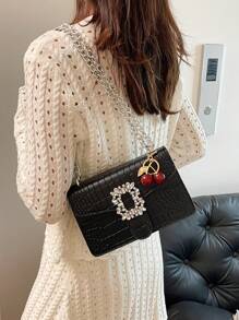Bolso de hombro de lujo para mujer con relieve de cocodrilo, modelo de fiesta con correa de cadena, bolso cruzado versátil y de alta gama