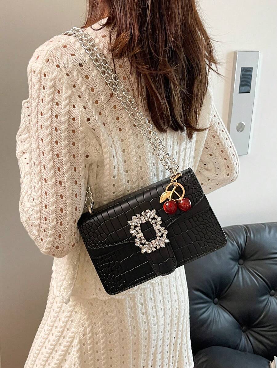 Bolso de hombro de lujo para mujer con relieve de cocodrilo, modelo de fiesta con correa de cadena, bolso cruzado versátil y de alta gama
