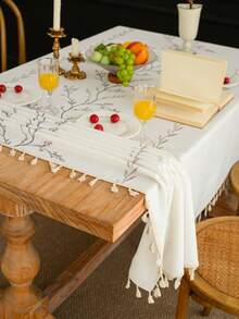 1pc Floral Embroidered Tablecloth, French Luxury Minimalist Style For Kitchen, Suitable For Festivals, Gatherings, Birthday Parties, Dining Table Decor, Home Decor (Multiple Sizes Available) - Multicolor - View 10