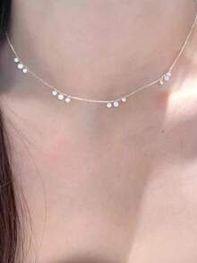 1 chiếc dây chuyền mặt dây chuyền hình giọt nước bằng bạc Sterling S925 đính đá Zirconia thanh lịch, dây đeo nhẹ, đa năng cho việc đi lại hàng ngày, món quà tuyệt vời. - Bạc - Xem 4