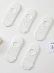 5 pares de calcetines invisibles blancos y negros finos para mujer con diseño de malla calada y antideslizante, calcetines tipo zapatilla ligeros, perfectos para el verano (sin cartón)