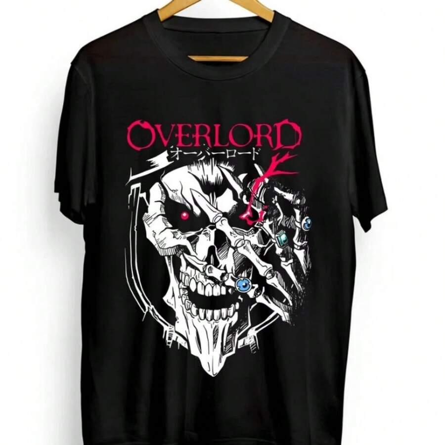 Overlord Ainz T-Shirt Ooal Gown Albedo Skull Anime Manga Gifts Shirt All Size Clothing T-Shirt For Men's And Women's Cotton - màu đen - Xem 1