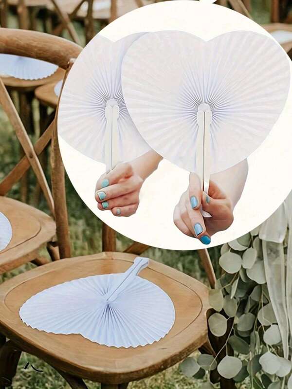 12 Stück weiße herzförmige Faltfächer - DIY leere Papierfächer zum Bemalen, Partydekorationen, Geburtstags- und Hochzeitsgeschenke, Festive Bastel-Projekt, DIY Bastelprojekt | Bastelartikel, süße Kunstutensilien