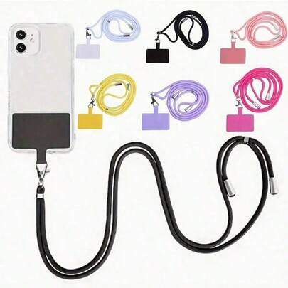 1pc Multifunctional Macaron Adjustable Lanyard Phone Strap, Detachable, Colorful Neck Hanging Phone Key Holder String Rope, For Skiing, Running, Hiking And Traveling