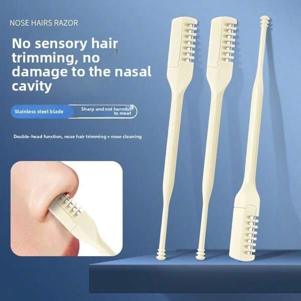 1/3 piezas Recortador de vello nasal suave e indoloro para hombres y mujeres - Portátil manual con cabezal giratorio de 360°, herramienta de depilación facial amigable con la piel con función de recorte preciso
