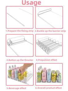 5pcs Soda Can Organizer For Fridge, Updated Slow Down Self-Pushing Glide Rack Drink Dispenser, Up To 20 Cans Storage For Fridge Pantry - 白色 - 查看 5