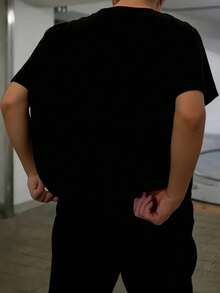 Camiseta de hombre de algodón con cuello redondo impreso transpirable, ideal para senderismo, fitness y verano - ropa cómoda, lavable a máquina, equipo de exterior - Negro - Ver 2