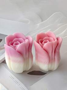 郁金香花蕾硅胶蜡烛模具，结构精巧，易于拆卸和清洁，专为批量蜡烛生产而设计，兼容石膏雕塑和创意绘画，是手工 DIY 爱好者的灵感来源，花园庭院花盆景观装饰，树脂水晶，办公桌家居卧室入口大厅艺术装饰 - 白色 - 查看 3