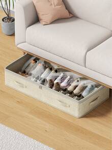 1 pieza Organizador visual de uso diario en el hogar para debajo de la cama, almacenamiento de ropa y edredón, a prueba de polvo y humedad, de gran capacidad y plegable, ahorro de espacio, con asa y doble cremallera, bolsa organizadora de almacenamiento y transporte para el dormitorio, organizador, almacenamiento del hogar, camiseta blanca de mujer, pantalones negros de mujer, ropa de invierno para damas, vestido