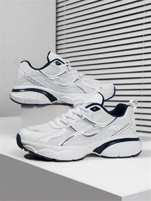 大码男士休闲运动鞋，低帮橡胶底网眼鞋面运动鞋，街头霸王透气时尚训练鞋 2000 年代风格情人节创意 - 白色 - 查看 9