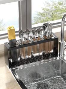 1 件厨房收纳架，带 3 个隔层，可放置筷子架、水槽沥水架、多功能餐具架（可放置刀、叉、勺和筷子），适用于餐厅和厨房、厨房收纳架、餐具架、返校用品 - 彩色 - 查看 1