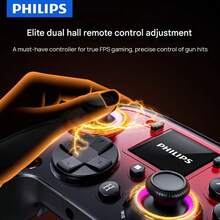 PHILIPS 遊戲手把DLK5090 超低延遲 霍爾搖桿 大螢幕智控 內建六軸體感 可拆卸磁吸面蓋 1.44吋智慧互動螢幕 紅色 - 紅色 - 查看 3