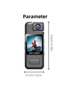 1pc Wearable Camera 1080P HD With 180° Rotatable Lens, LCD Display & Night Vision - Portable USB Rechargeable Body Camera For Security, Sports, Travel, Vlogging, Daily Life - Auto Focus, TF Card, 1000mAh Battery