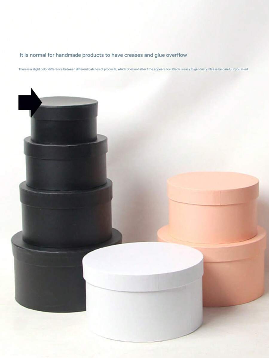 4pcsRound Gift Box, Flower Box, Gift Packaging Box, Suitable For Teacher's Day, Mother's Day, Father's Day, Valentine's Day, Christmas(There Are Slight Color Differences Between Different Batches Of Products, But The Quality Remains Unchanged)