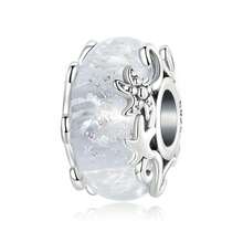 WOSTU 1 件 925 纯银可爱粉色花朵蝴蝶猫欧洲穆拉诺玻璃珠饰品适用于 DIY 制作手链女孩珠宝礼物