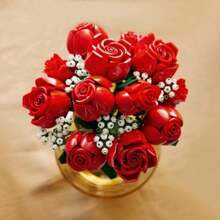 822PCS Rose Building Blocks Set With Vibrant Colors, Artificial Red Rose Bouquet DIY Decoration, Home Decor Flower Decorations For Adults Women Gift For Valentines & Mother's Day