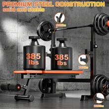 GIKPAL 770lbs 5-In-1 Adjustable Weight Bench For Home Gym – Multi-Purpose Bench Press With Squat Rack, 7-Level Backrest & Barbell Storage | Full Body Strength Training (Black/Orange) - 黑色和橙色 - 查看 5