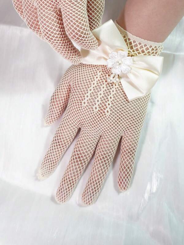 1 Pair Children Lace Hollow Bow Princess Gloves (For Party Holiday Event)