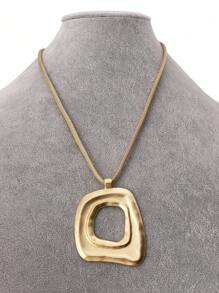 1 Piece Fashion Silver Gold Color Asymmetrical Hollow Open Square Shape Pendant Rope Necklace For Women's Daily Wear 18"+2" Extend Chain