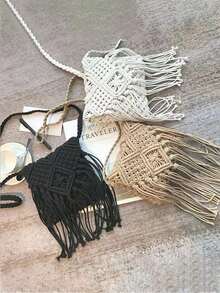 轻巧的半圆形流苏包，女士夏季斜挎包，休闲手提包，迷你简约草编包，母亲节礼物，适合妈妈，适合少女，女大学生，非常适合大学、户外、旅行、郊游、搭配