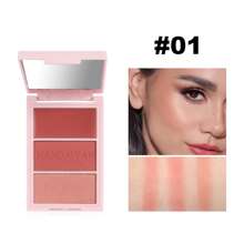 4PCS Blush, Highlighter & Contour Palette | Long-Lasting, Blendable, Waterproof, Gloss Finish, Perfect For All Skin Types, With Mirror-Finish Compact - Pink/Red Shades