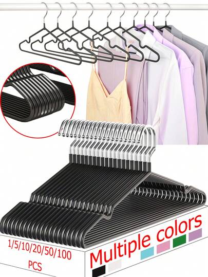 100/60/30/20/10/5/1 Bedroom Wardrobe Clothesline, Non-Slip, Room Supplies, Rubber-Coated Metal Hanger, Scratch-Resistant, Rubber-Coated Hanger (Silver Hook), Heavy-Duty Hanger, Metal Shirt Jacket Hanger, Rounded Corner Hanger, Suit, Shirt, Coat - The Perfect Valentine's Day Gift For Him/Her, Wardrobe Organizer