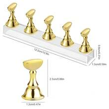 2 Sets Nail Holder Stand Press On Nail Display & Practice - Magnetic Wave Shape Nail Holder With Adjustable Angle & Non-Slip Base (Multiple Colors). Complete Starter Kit Includes Practice Nail Tips Acrylic, Gel Polish & Nail Art Training. Nail Beginners, Enthusiasts, Home Salon, Nail Tech Students & Content Creators. Nail Display, Manicure Practice, Salon Decoration, Nail Photography & Travel. Great Aspiring Nail Artists. Beginner Kit Essential ADCR - 金色 - 查看 8