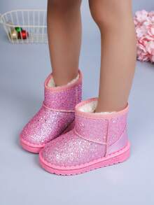 Ein Paar paillettenbesetzte modische Schneestiefel mit rutschfestem und atmungsaktivem Pedal-Design, geeignet für Herbst und Winter (Sohlendesign ist zufällig). (Klein, es wird empfohlen, eine Nummer größer zu nehmen) (Etwas klein, es wird empfohlen, eine Nummer größer zu kaufen)