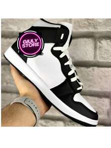 Men's Women's Casual High-Top Basketball Boot Sneakers Mj 1 Boot Various Colors 34 To 43 Chicago - Đen và trắng - Xem 2