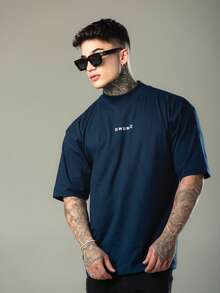 DMUNIZ Oversized Streetwear Turtleneck Printed Chest T-Shirts Kit 2 - 2 Blue - View 2