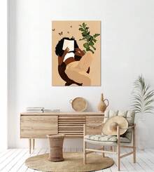 1pc African American Boho Wall Art,  Women Art Framed, Book Lover Art, Black She Canvas Print, African American Canvas Art Wall Decor, Woman Reading Book Art, African American Girl Boho Posters,For Office, Bedroom, Dining Room, Living Room, Bathroom Kitchen, Home Decor, Framed, Ready To Hang - Nhiều màu - Xem 3
