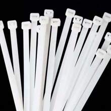 100 piezas de bridas de nylon autoblocantes blancas, ataduras de cables de plástico, correas para sujetar cables