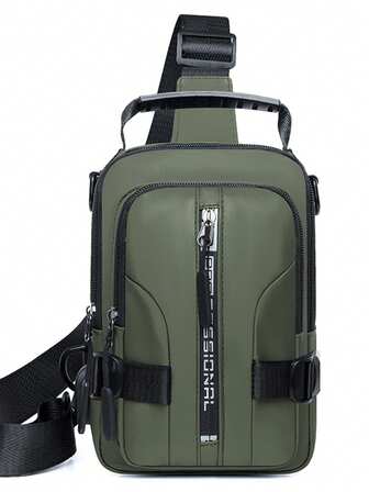 Bolsa de pecho impermeable para hombres, bolsa de hombro antirrobo, bolso bandolera, bolsa de cintura con carga USB, bolsa de hombro para deportes al aire libre, color negro