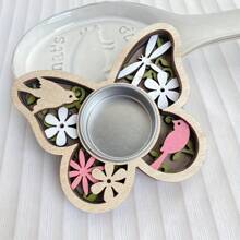 1pc Rustic Wooden Candle Holder - Heart, Butterfly & Flower Shapes For Garden, Wedding, Party Decor - Meditation Atmosphere Enhancer - Ideal Holiday Gift, Meditation Decor|Vintage Wooden Holder|Elegant Candle Holder, Candle Holder Deco