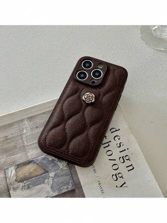 流星印花羽绒服纹理手机壳+山茶花装饰贴纸 适用于苹果16 Pro Max/15 Pro Max/14 Pro/13/12