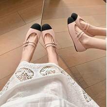 2025 Spring And Summer New Colorblock Diamond Buckle Mary Jane Ballet Shoes - Pearlescent Powder - View 3