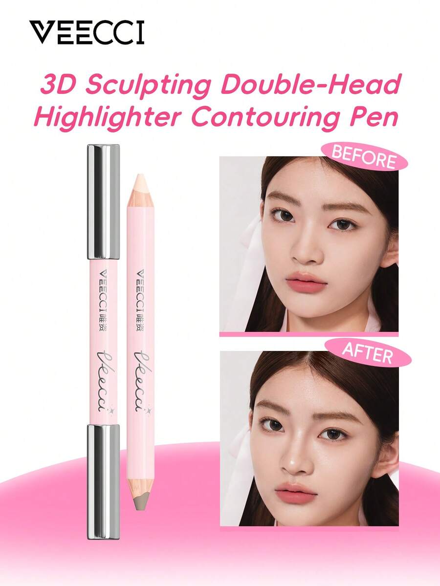 VEECCI 双头荧光笔修饰笔自然持久女款阴影棒立体感 - 粉色 - 查看 1