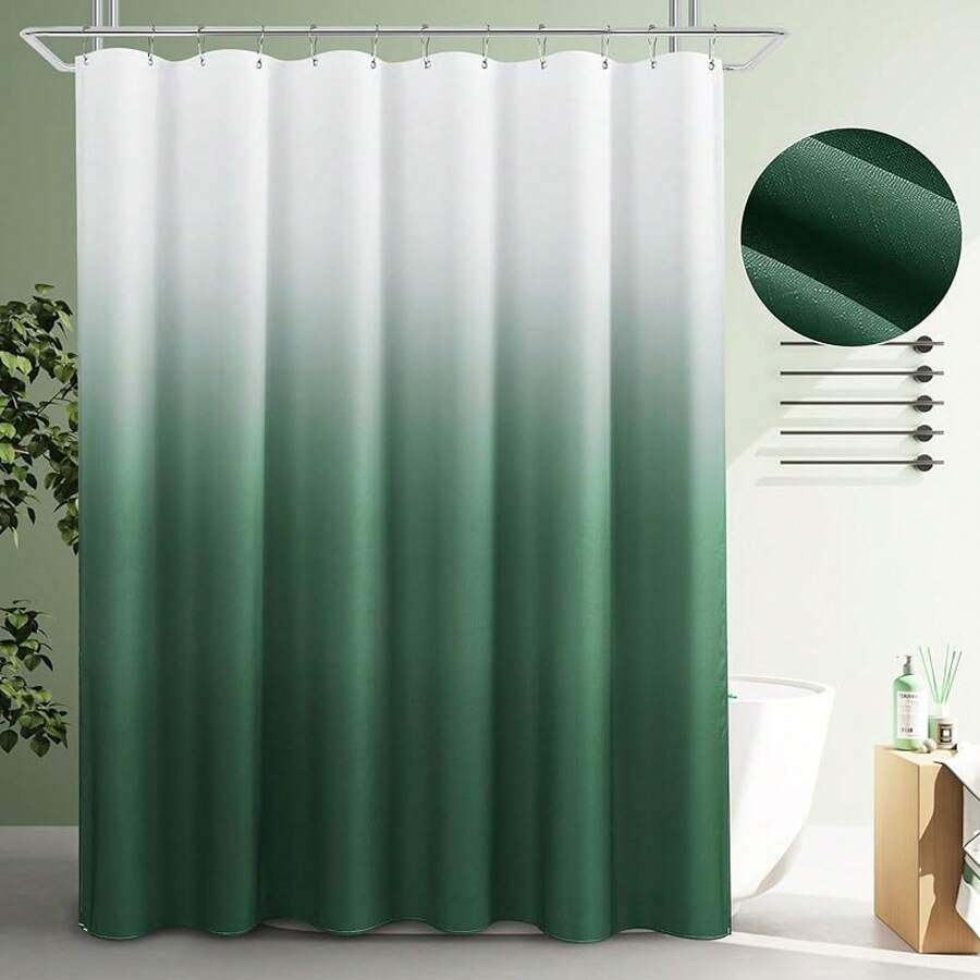 Black And White Shower Curtain, Black Ombre Geometric Men Bath Curtains For Bathroom, Masculine Shower Curtain, Durable And Machine Washable, 72 X 72 Inches, Black White And Gray - 綠色 - 查看 1