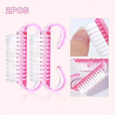 2 Pieces Acrylic Nail Cleaning Brush Set - Pink Mini Trumpet-Shaped Soft-Bristled Plastic Dust Removal Brushes, Suitable For Nail Care,Nail Supplies,Nail Tools,Nail Art Tools,Back To School,Nails,Nail Tools For Press On Nails