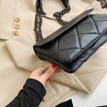 Women's Black Quilted Flap Shoulder Bag