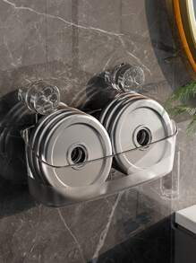 PET transparentes Badezimmer, Dusche, Küche, Toilette Aufbewahrungsregal - 2 Farben (Klar Weiß & Rauchgrau), klebefrei mit Saugnapf-Befestigung und Twist-Lock Luftfreigabe-Technologie, bohrlochfreie Wandmontage ohne Beschädigung, wiederverwendbares Mehrzweck-Aufbewahrungsregal für Gewürzgläser, Toilettenartikel, Toilettenpapier, Badezimmerzubehör, feuchtigkeitsbeständig, platzsparendes Design Rückkehr zur Schule