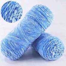 1/3/5 PCS 100g Skein Shiny Chunky Chenille Yarn Crochet Soft Velvet Knitting Wool DIY - Blue - View 1
