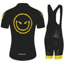 Men's Cycle Jersey Set Bicycle Bib Short Set 3D-Printed Solid Color Smile Pattern Sports Clothing Apparel Reflective Stripe 3 Rear Pockets Gel Pad