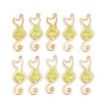 10 pingentes de silhueta de gato em formato de coração, metal e acrílico, acessórios faça você mesmo para brincos, chaveiros, bolsas - ótimo presente para amigos, familiares, professores, namorados, artesanato faça você mesmo unissex